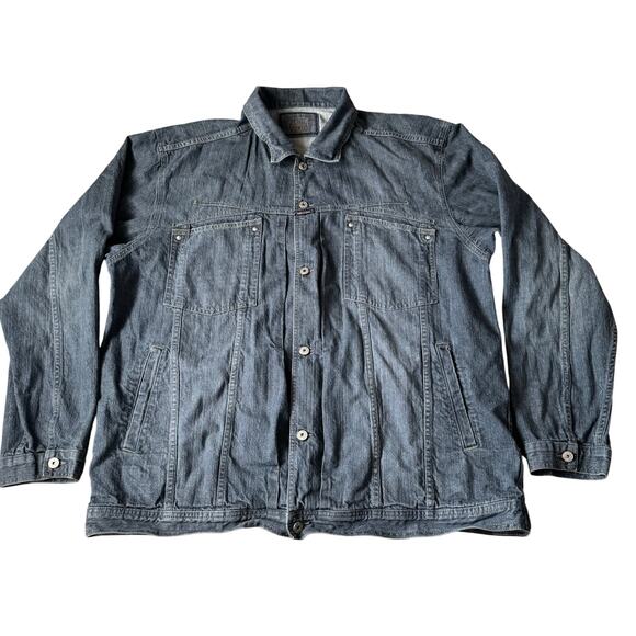 Marithe Francois Girbaud Mens 4XL Denim Trucker Jacket Blue Grey Jean Jacket - Picture 2 of 14